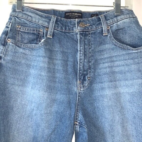 Lucky Brand High Rise Mom Jeans Drew 6/28 Ankle Medium Wash Denim Womens Casual - Picture 4 of 14